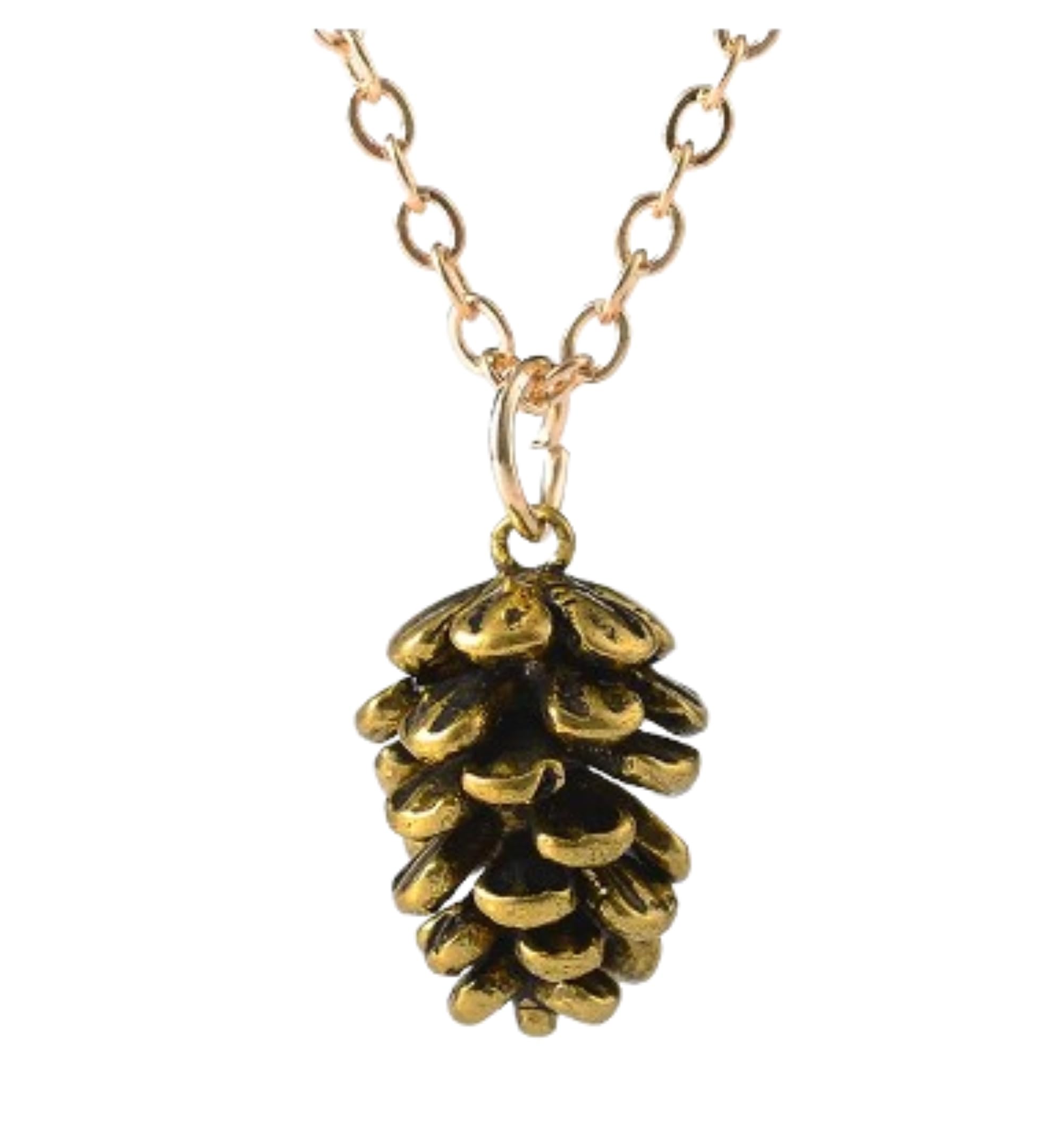 CrownOfRibbons Gold Pine Cone Necklace, Teacher's Gift Appreciation, Autumn Jewellery for her, Fir Tree and Nature Lover Present