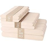 KTOJOY 300 Pcs Craft Sticks Ice Cream Sticks Natural Wood Popsicle Craft Sticks, 3 Mixed Sizes Jumbo Popsicle Sticks Bulk and Small Popsicle Sticks, Wooden Sticks for DIY