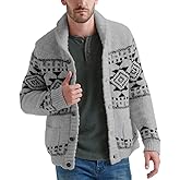 Esobo Men's Shawl Collar Cardigan Sweater Multi-Color Button Down Knitted Sweaters with Pockets