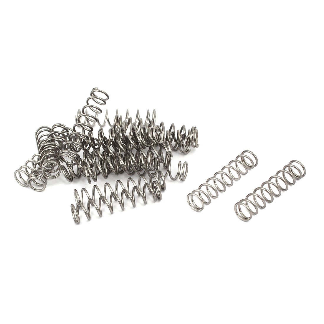 sourcingmap Compression Spring,304 Stainless Steel,7mm OD,0.8mm Wire Size,30mm Free Length,Silver Tone,20Pcs