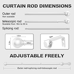 Authandis White Curtain Rods for Bedroom with