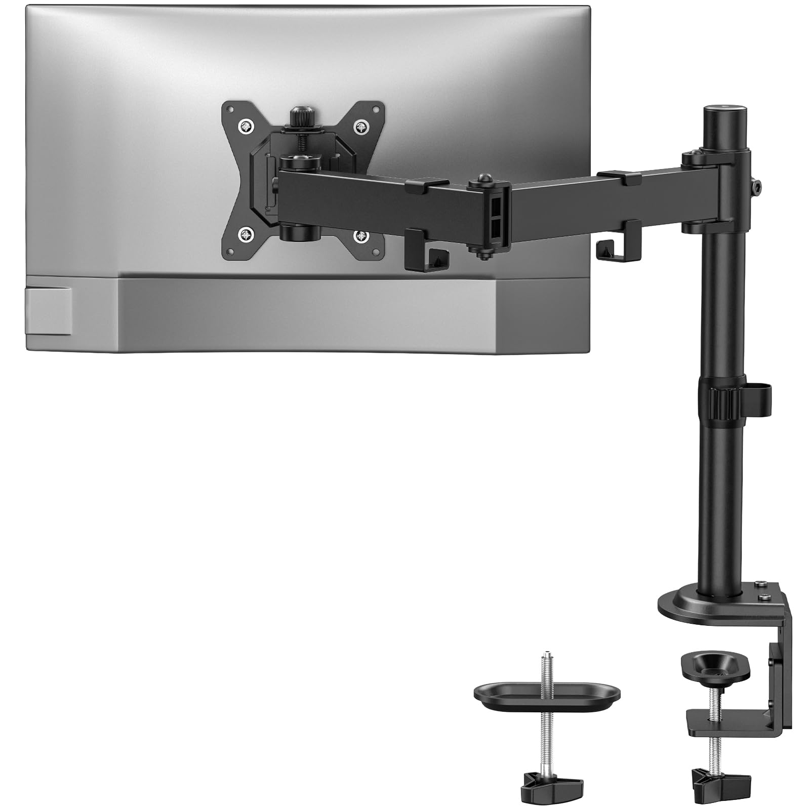 Photo 1 of HUANUO Single Monitor Mount, Monitor Arm for 13”-32” Monitors up to 17.6 lbs, Adjustable Monitor Stand with 16” Max Height, Desk Mount with C-Clamp and Grommet Base, VESA 75x75mm or 100x100mm