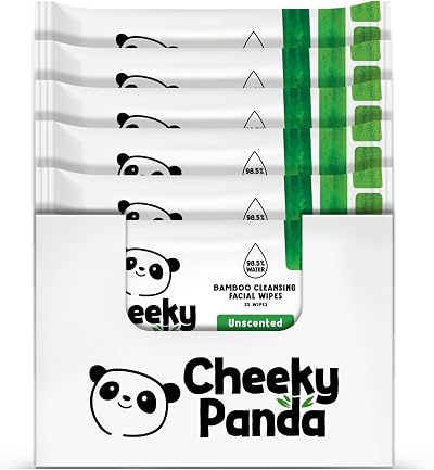 The Cheeky Panda Bamboo Face Cleanser Wipes Unscented 6x25 Plant Based