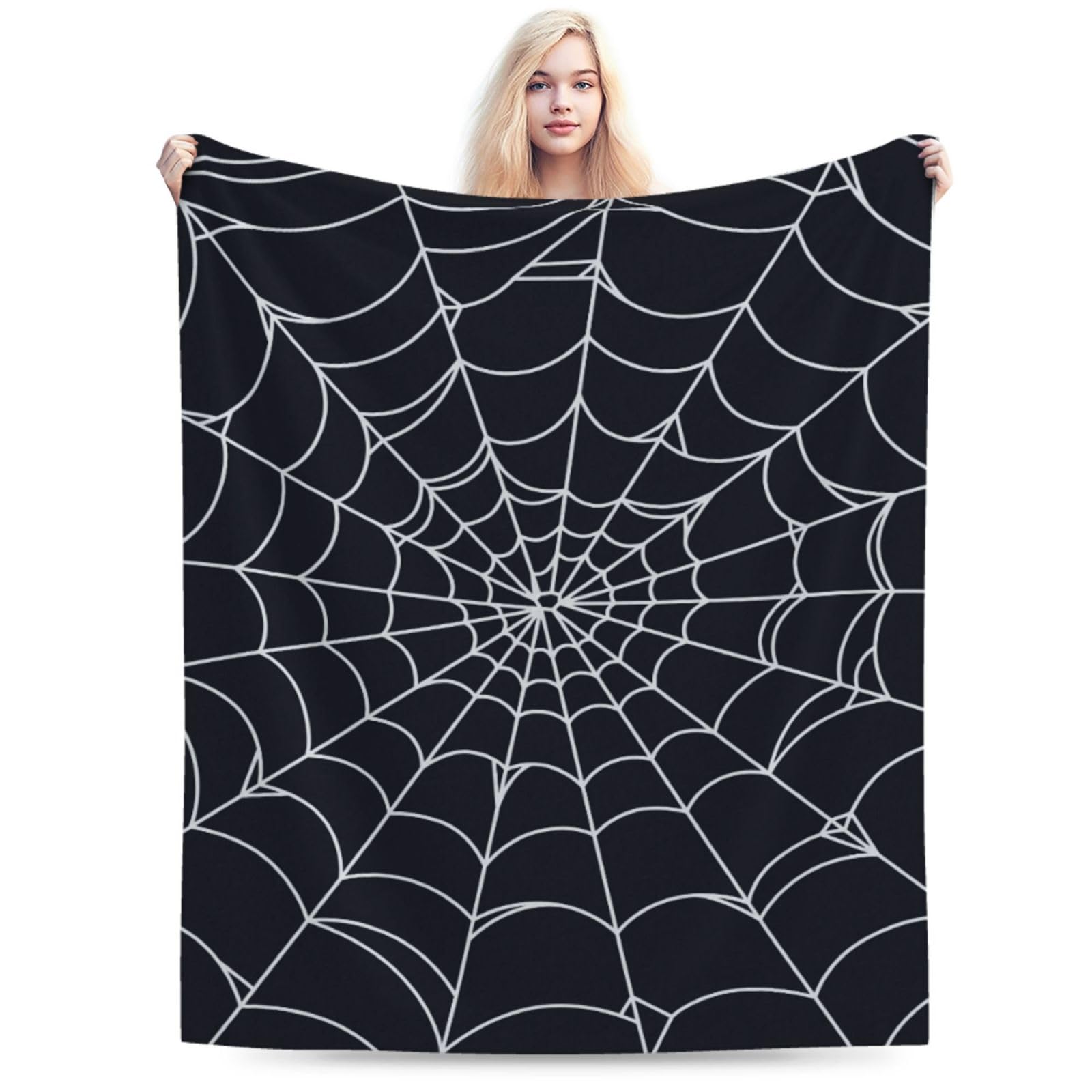Photo 1 of (BAGGED) (USED/FAIR) Perinsto Halloween Spiral Spider Web Throw Blanket Ultra Soft Warm All Season Decorative Fleece Blankets for Bed Chair Car Sofa Couch Bedroom 50"X40"