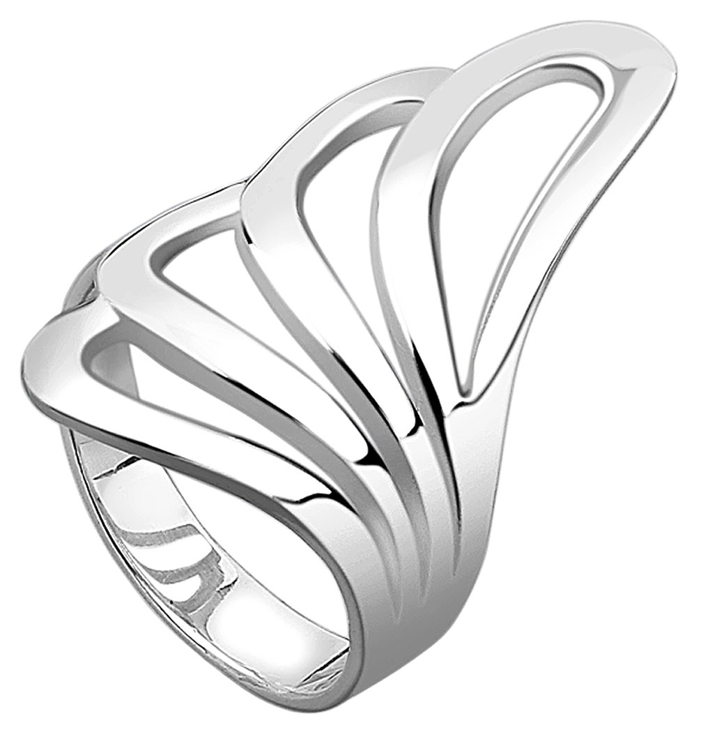 Nenalina 312105-000 Women's Ring Silver Ring with Polished Surface in Modern Wave Design, Handmade 925 Sterling Silver, Silver, No Gemstone