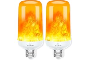 HUDSON BULB CO. Hudson LED Halloween Lights - Flame Effect Light Bulbs with 4 Mode Upside Down Effect, 3W Flicker Flame Halloween Lights, E26/E27 Base (2 Pack) - Orange Fire Light Flame Bulb for Indoor/Outdoor/Home