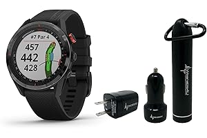 Wearable4U - Garmin Approach S62 Premium GPS Golf Watch and Bundle (PowerBank Bundle, Black/Black)