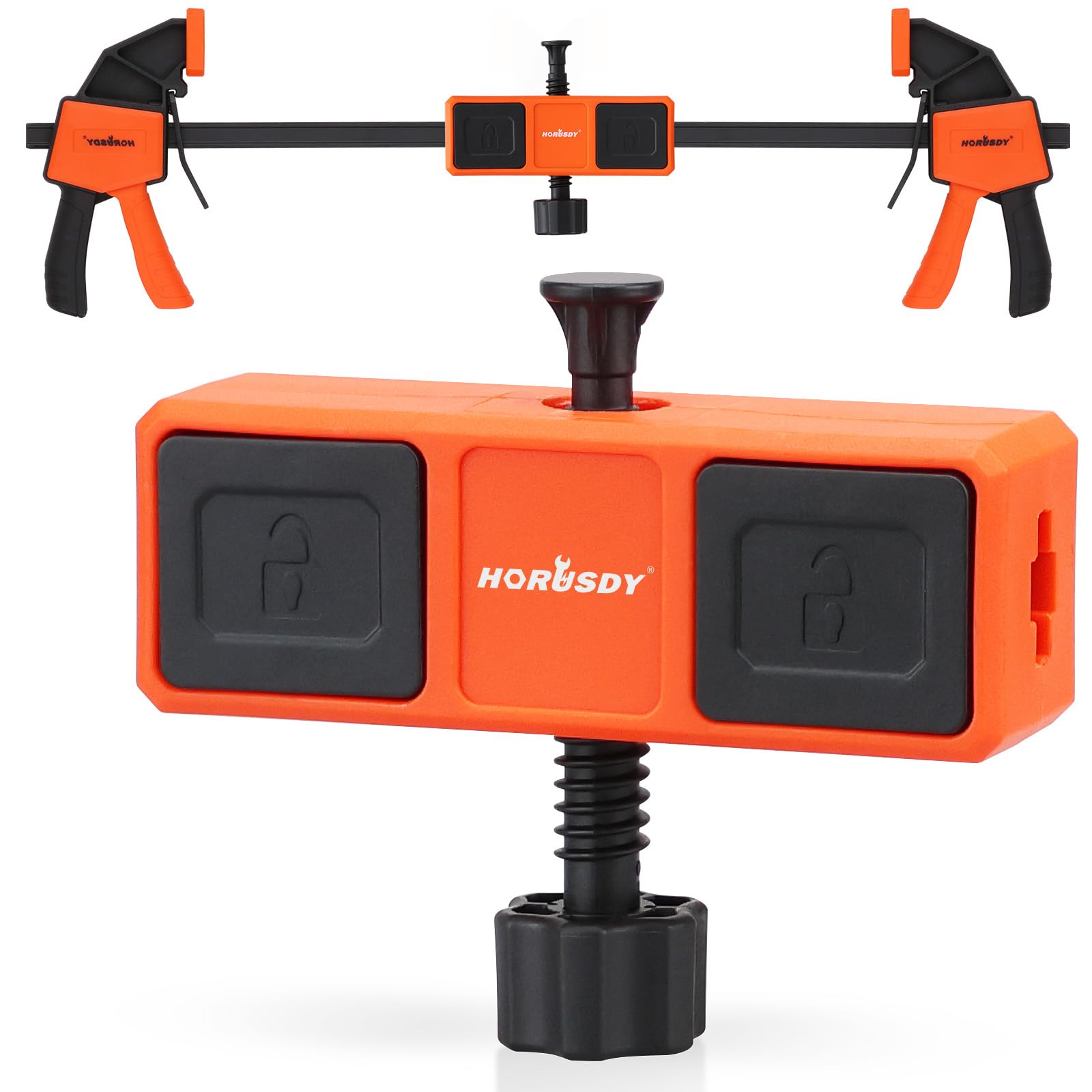 Photo 1 of HORUSDY Bar Clamp Leveling Block with Bubble Level, Woodworking Clamp Connector Keeps Joints Square and Aligned, Compatible with F-Clamps & Quick Clamps, ONLY Fits 6mm x 18mm Removable-End Bars