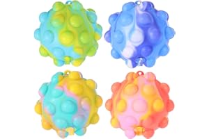 PICCIRCUIT Pop Ball It Fidget Toys 4 Pack Stress Balls for Kids Adults Poppers Its 3D Squeeze Anti-Pressure Pop Balls Push Bubble Its Sensory Toys Squishy Fidget Ball Toddlers Small Toy Popper Stress Relief
