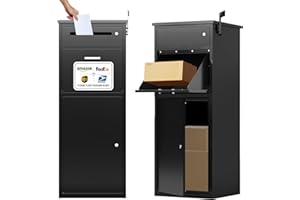 KAER Package Delivery Boxes for Outside,44.5"x17"x15.75" Cold-Rolled Steel Delivery Box for Packages & Mails, Anti-Theft Lockable Large Parcel Drop Box for Outdoor, Porch, Curbside