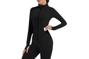 Loovoo Women's Workout Jacket Lightweight Zip Up Athletic Jackets Cropped Slim Fit Running Yoga Tops with Pockets