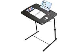 Bblife XL Adjustable Folding TV Tray Table, Larger TV Dinner HDPE Plastic Tray, for Laptop, Eating, Drawing, Snacks, etc, Black-Pro