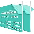 CALPALMY (2 Pack) 1/4" Thick Clear Large Acrylic Sheets - 24" x 48" Pre-Cut Plexiglass Sheets for Windows, Craft Projects, Signs, Display Cases, Sneeze Guard and More - Cut with Power Saw, Hand Tools