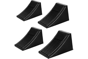 Komokeru 4 Pack Heavy Duty Wheel Chocks, Solid Rubber RV Wheel Chock for Trailers, Black Tire Chocks for Cars, Truck,Travel Trailers, Camper and ATV, 6.5" x 3.6" x 3.7"