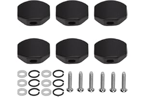 6Set Guitar Tuning Peg Buttons, Ebony Metal Tuner Knobs Machine Head Button for Electric Folk Classical (small square)