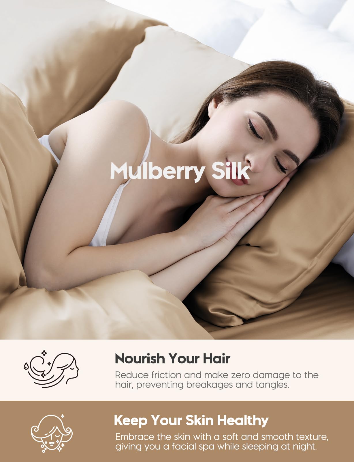 ioion 100% Pure Mulberry Silk Pillowcase for Hair & Skin - 22 Momme 6A High-Grade Fibers - Anti-Aging, Anti-Sleep Crease, Cooling Satin Pillowcases with Hidden Zipper (King 22x36 Inches) - Image 5