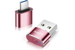 AUEDROT Mouse Jiggler Undetectable Metal USB Mouse Mover with Switch Button, Automatic Mouse Shaker with 2 Jiggle Modes, Driver-Free, Plug & Play, Keep Computer/Laptop Awake, with USB-C Adapter, Rose Gold