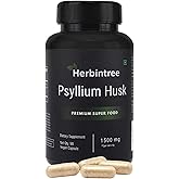 HERBINTREE Organic Psyllium Husk Capsules 1500mg | High Fiber Supplement for Digestive Health, Gut Cleanse & Bowel Regularity | Gluten-Free, Non-GMO, Vegan, 90 Capsules