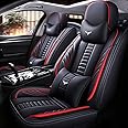 PongChan Luxury 2 Seats Car Seat Covers Protectors for Toyota Corolla Cross 2025, Back Storage Bag Design & Headrest Pillow & Lumbar Support Black & Red Line