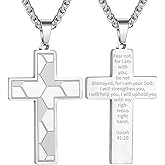 GLITTO Soccer Cross Necklace for Boys Men Stainless Steel Bible Verse Pendant with20+2 Inch First Communion Baptism Religious Sports Jewelry Gift