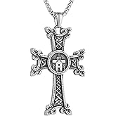 HZMAN Stainless Steel Celtic Knot Cross Necklace for Men Vintage Viking Irish Knot Amulet Pendant Jewelry Gift