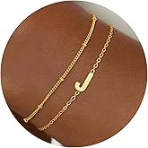 Fezodo Gold Initial Bracelets for Woemn Girls - 18K Gold Plated Layered Initial Letter Bracelets Teen Girls Gifts for 5 6 7 8 9 10 Year Old Girl Birthday Gifts Gold Bracelet for Women