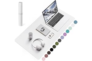 YSAGI Non-Slip Desk Pad,Mouse Pad,Waterproof PVC Leather Desk Table Protector,Ultra Thin Large Desk Blotter, Easy Clean Laptop Desk Writing Mat for Office Work/Home/Decor(White, 31.5" x 15.7")