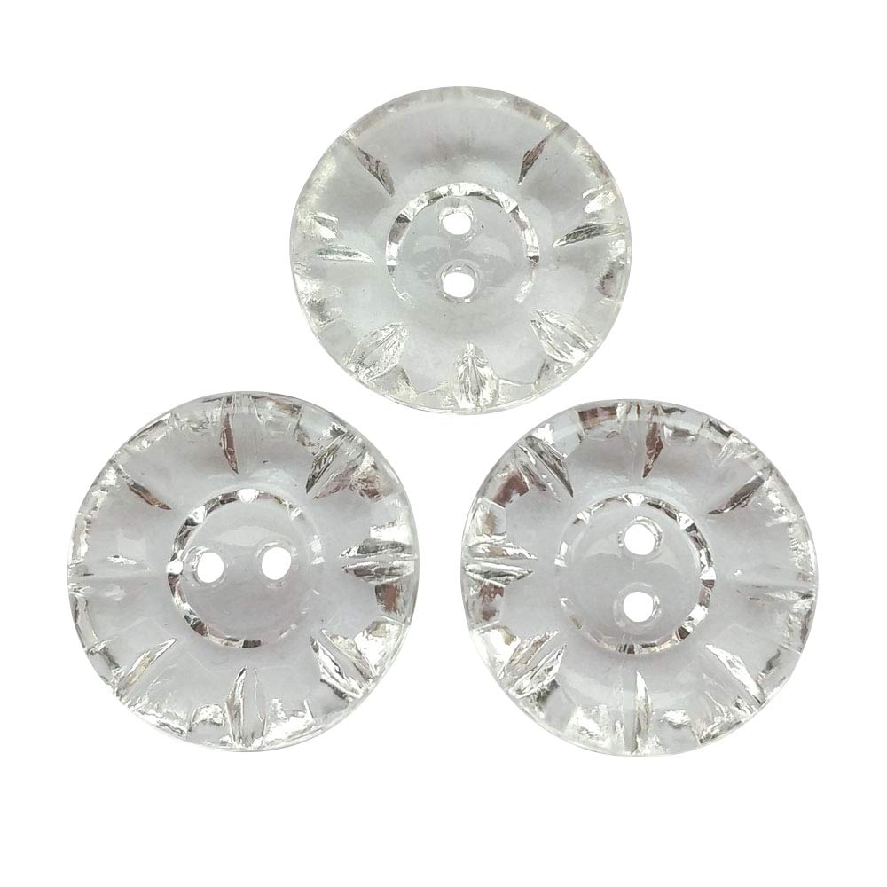Chenkou Crfat New 50pcs 20mm Clear Flower Plastic Buttons Sewing Craft 2 Holes
