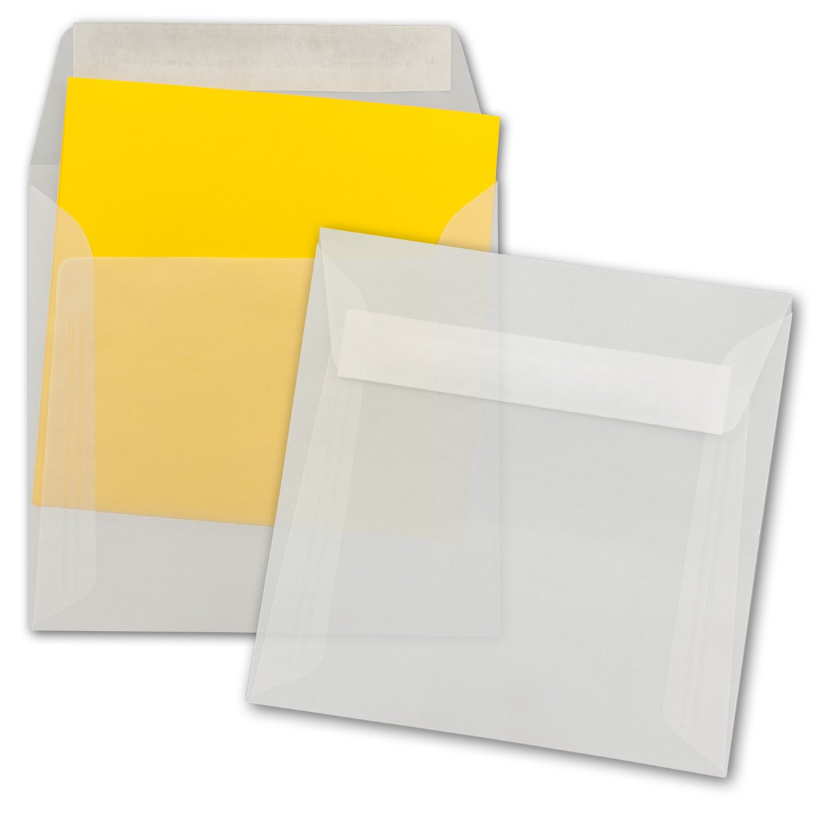 NEUSER PAPIER 50 envelopes in transparent square format 16 x 16 cm 92 grams/m² self-adhesive without window