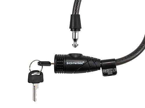 Schwinn Bike Key Lock in Braided Steel Cable, Keys Included,