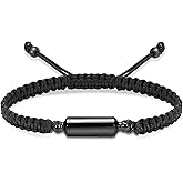Hearbeingt Cremation Urn Bracelet for Ashes Adjustable Rope Cylinder Urn Bracelet Bangle for Ashes for Men Women Stainless Steel Memorial Keepsake Bracelet Jewelry