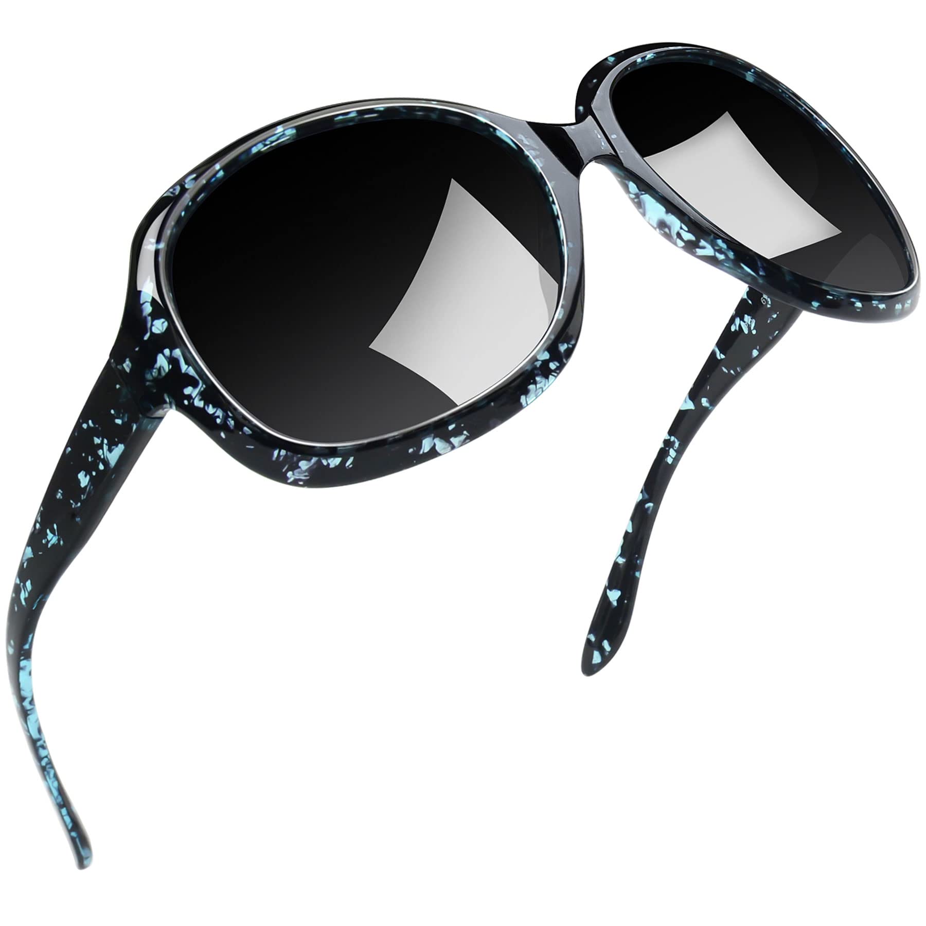 Photo 1 of Joopin Polarized Blue Black Sunglasses for Women, Oversized Ladies Sensitive Eyes Sun Glasses UV Protection, Elegant Wide Frame Sunnies Shades