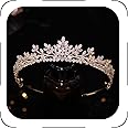 Jorsnovs Sparkly Small Zircon Wedding Crowns and Tiaras for Women Handmade Cubic Zirconia Princess Headpieces Sweet 16 Birthday Headdress