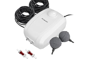 FUMAK Pond Aeration Kit – Koi Pond Aerator Pond Air Pump Kit for Pond up to 2000 Gallons Pond Deicer All-in-One Pond Aeration System with Double Outlets Check Valves Airline Tubing Air Stones