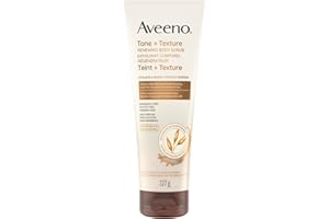 Aveeno Tone and Texture Renewing Body Scrub, Oat & Niacinamide Exfoliant, Paraben Free, Uneven Skin Exfoliator, 227g, (Pack o