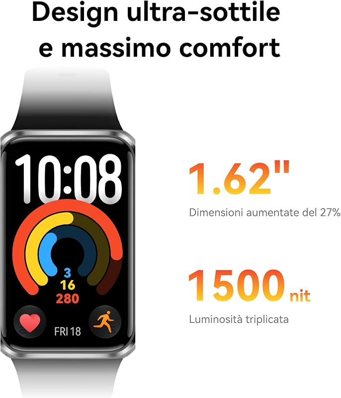 Band 11 Smartwatch, Display da 1.62" Super Luminoso, Nero