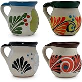 FFX Artesania Handmade Mexican Clay Mugs Set of 4, 13 oz, Tazas de Barro
