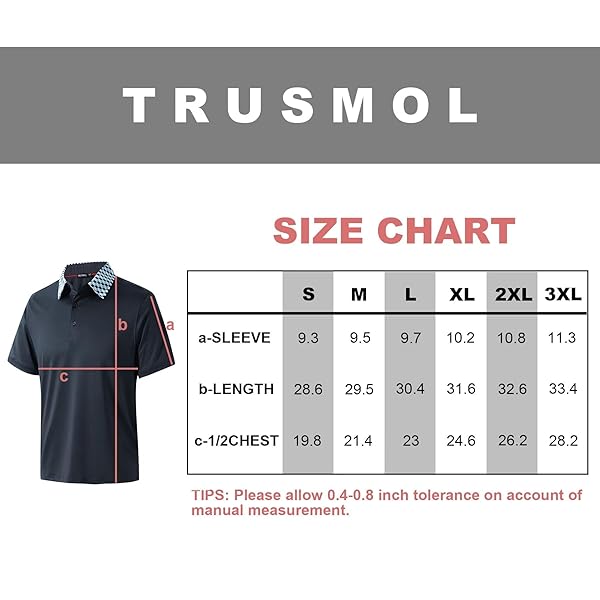 TRUSMOL GOLF SHIRTS FOR MEN SHORT SLEEVE DRY FIT MOISTURE WICKING QUICK DRY CASUAL COLLARED MEN’S GOLF POLO SHIRT DARK GREY
