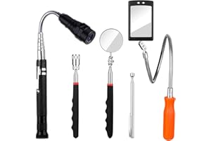 Telescoping Magnetic Pickup Tool Set, Extendable Magnet Flashlight with Mechanic Inspection Mirror 360 Swivel for Mechanic Ch