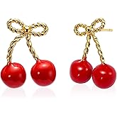 IDOKAWA 925 Sterling Silver Cherry Earrings Cute Fruit Drop Dangle Earrings for Women Lovely jewelry Gift