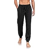 COLORFULLEAF Mens Cotton Pajama Pants Lightweight Jogger Pajama Bottoms Soft Lounge Pants with Pockets