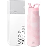 Simple Modern Water Bottle with Straw lid | Insulated Stainless Steel Thermos | Reusable Travel Water Bottles for Gym & Sports | Leak Proof & BPA Free | 34oz, Blush Tie Dye