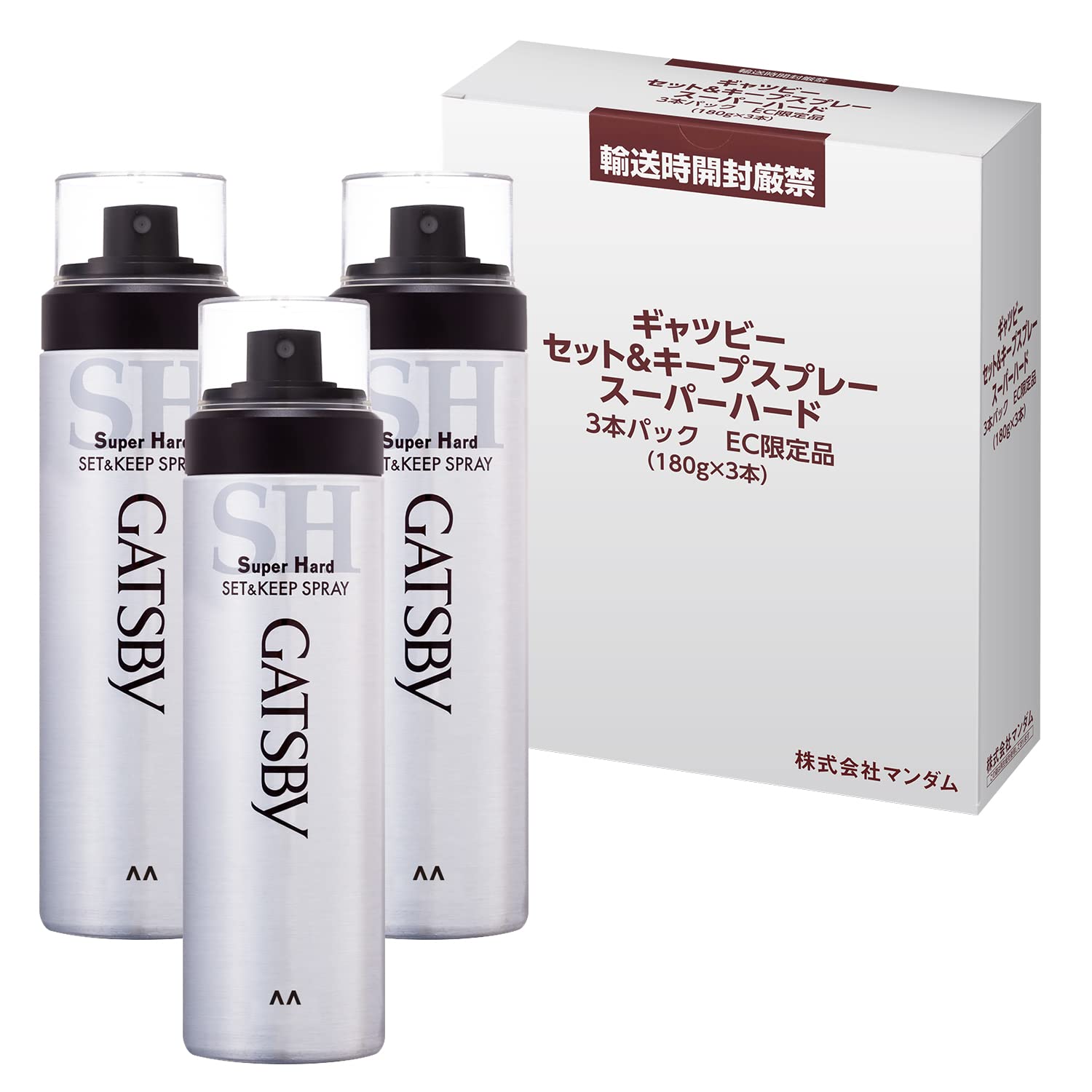 【Amazon.co.jp限定】 GATSBY(ギャツビー) セット&キープスプレー スーパーハード メンズ スタイリング剤 ヘアスプレー アテンションラベルレス仕様 単品 180グラム (x 3)商品画像