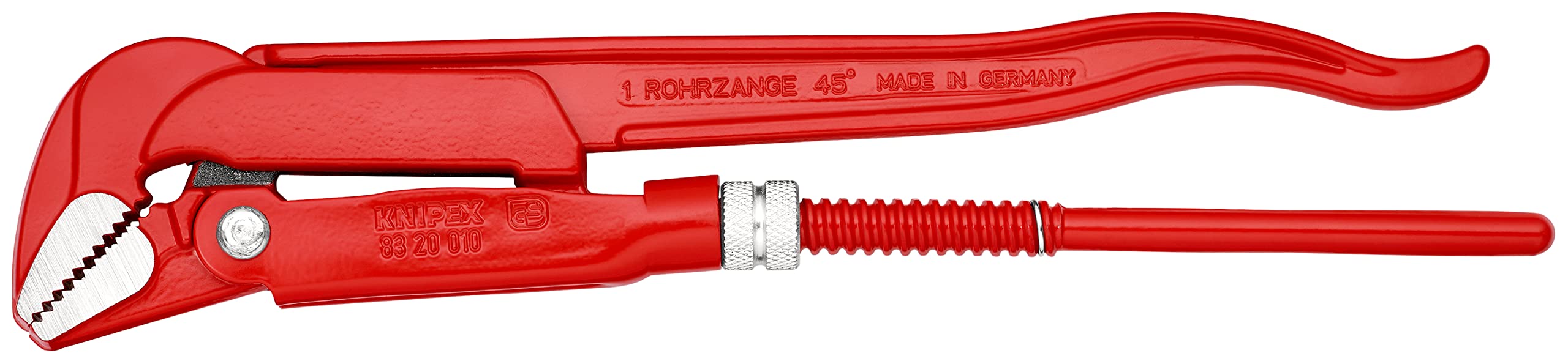 KNIPEX Pipe Wrench 45° Red Powder-Coated 320 mm, 83 20 010