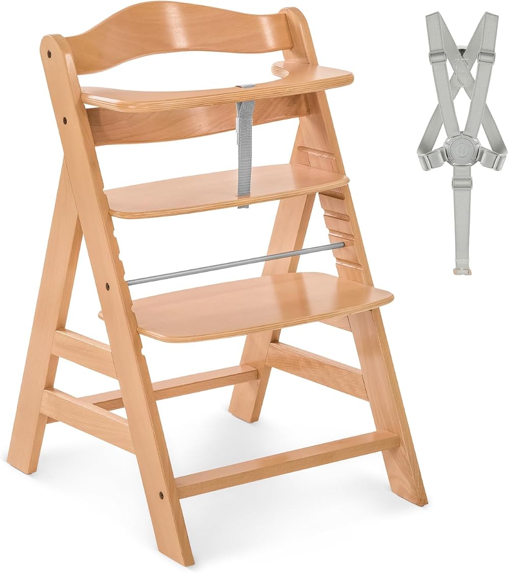 hauck Alpha+ Natural Wooden High Chair Beechwood 6 Months to Adult