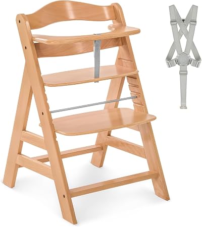 hauck Alpha+ Natural Wooden High Chair Beechwood 6 Months to Adult