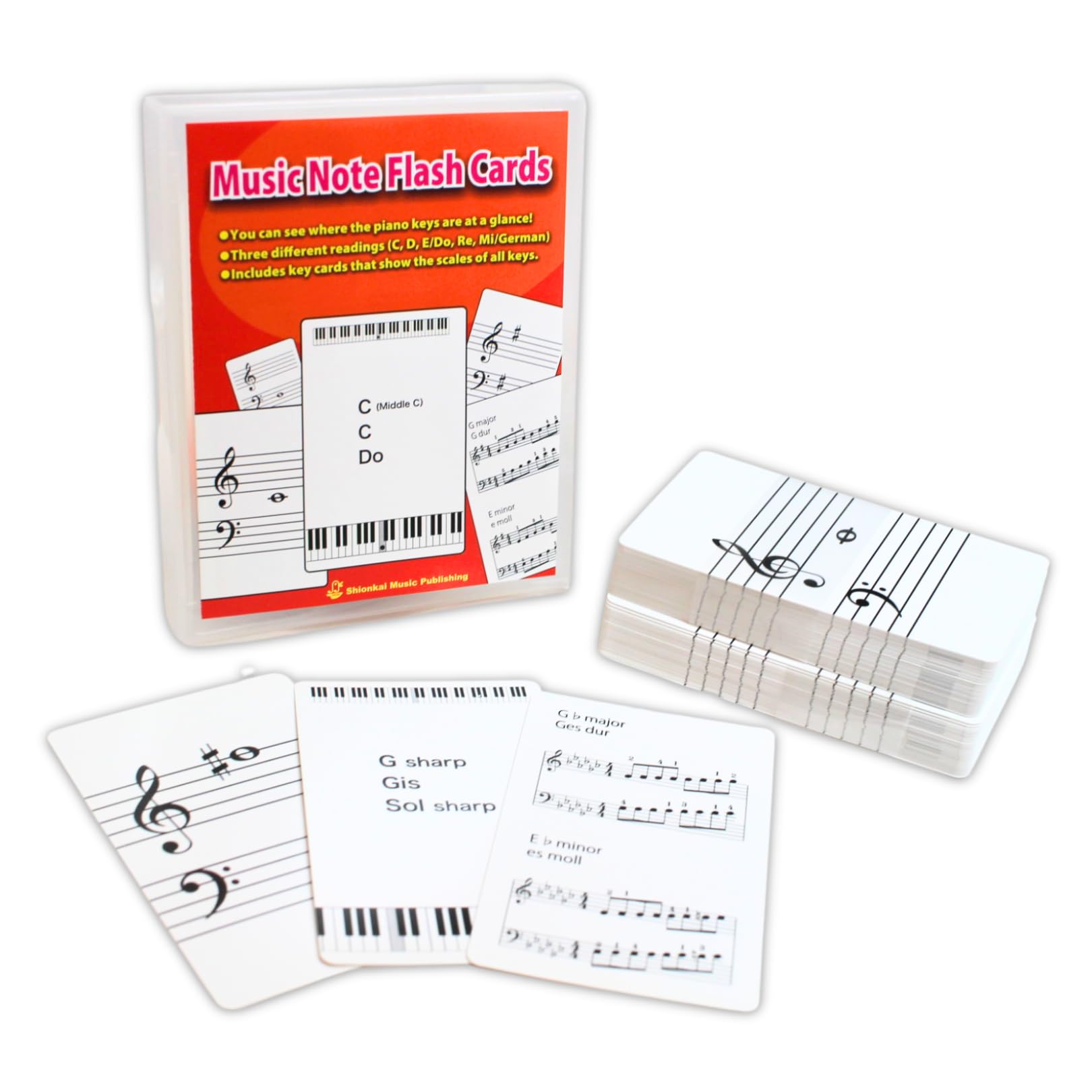 Music Note Flash Cards （88 Note Cards & 12Key Cards）
