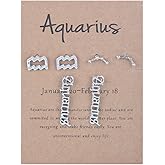 3 Pairs New Card Packaging Horoscope Zodiac Stud Earrings 12 Constellation Astrology 18K Gold Plated Little Ear Stud for Women Friendship Jewelry Gift