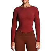 Aoxjox Long Sleeve T-Shirt for Women GEO Seamlines Padded Baby Tee Workout Crop Top