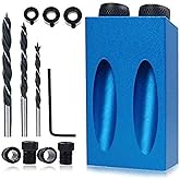 ZLMONDEE 14Pcs Pocket Hole Jig Kit, 15 Degree Woodworking Inclined Hole Jig with 6/8/10mm Drive Adapter for Woodworking Angle Drilling Holes, Angle Carpentry Locator Jig